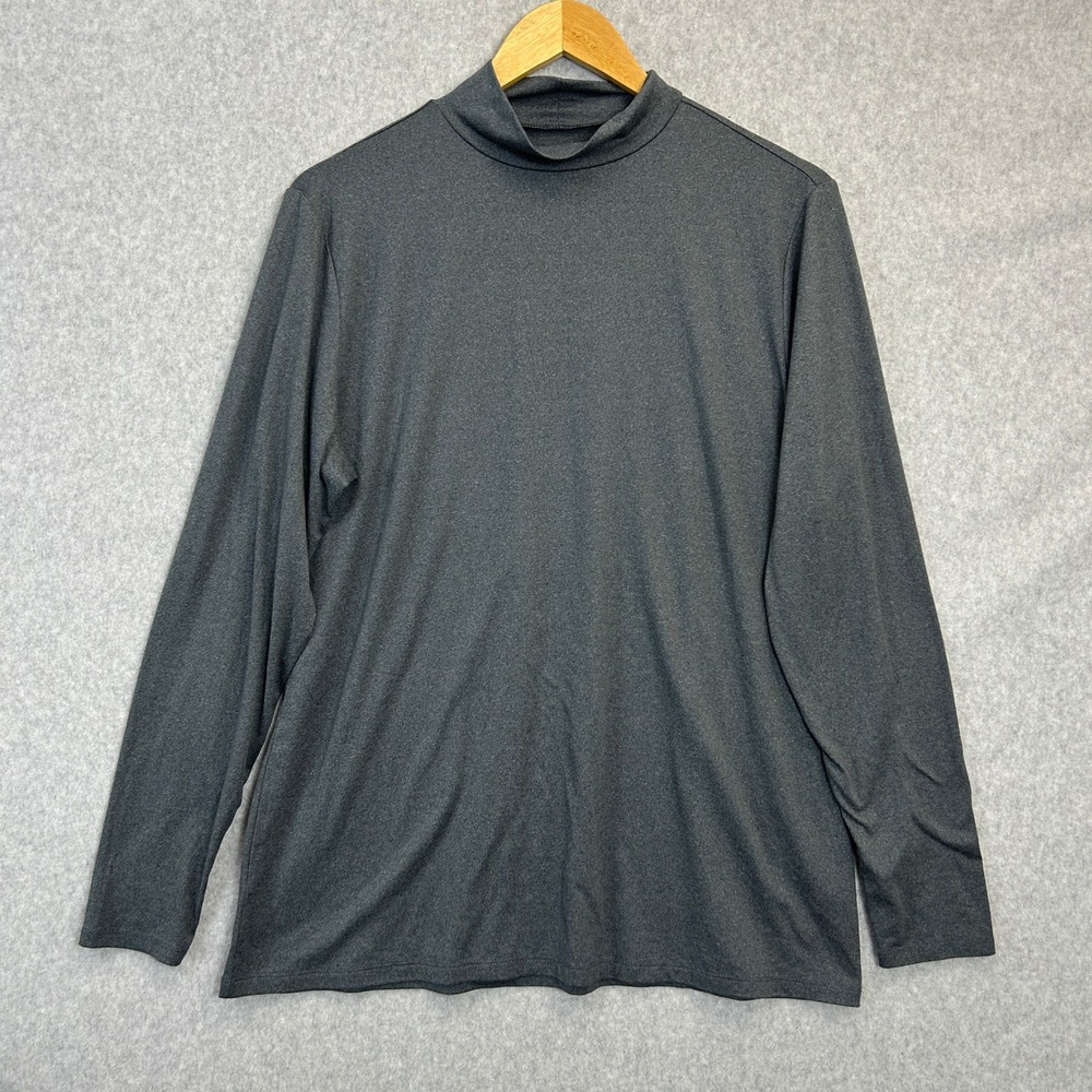 32 Degrees Heat Mock Neck Shirt Dark Gray Long Sleeve Minimalist Mens Size XXL